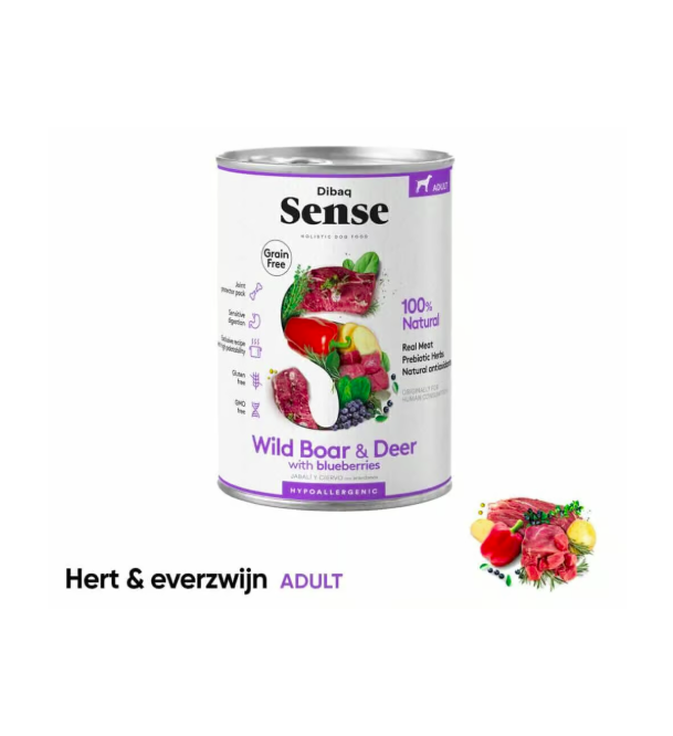 Dibaq Sense Nat Hondenvoer – Wild zwijn & Hert 380 gram